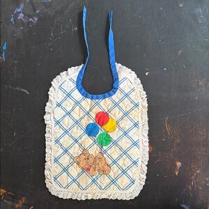 Vintage Baby Bib with Bear and Balloons